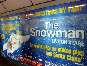Advertising for the ballet "The Snowman" in London