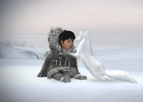 Nuna und ihr Polarfuchs: aus dem Videospiel "Never Alone"