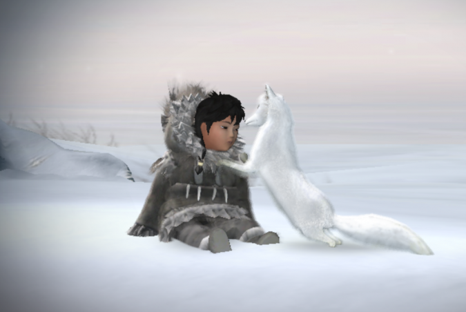 Nuna und ihr Polarfuchs: aus dem Videospiel "Never Alone"